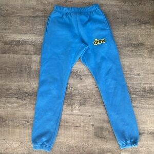 drew house Blue Track Pants with Yellow Logo